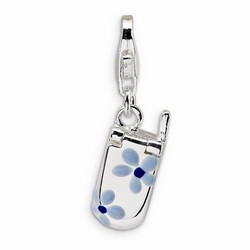 Flip Cell Phone Charm With Flower Print By Amore La Vita