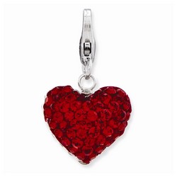 3-D Red Crystal Heart Charm By Amore La Vita