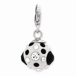 Black And White Crystal Ball 3-D Charm By Amore La Vita