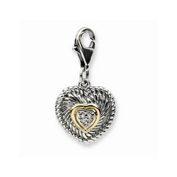 3-D Antiqued Heart Charm By Amore La Vita