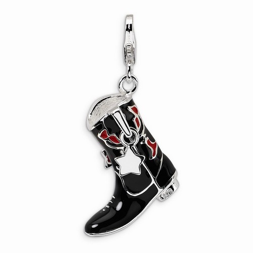 Black And Red Moveable Cowboy Boot Charm By Amore La Vita