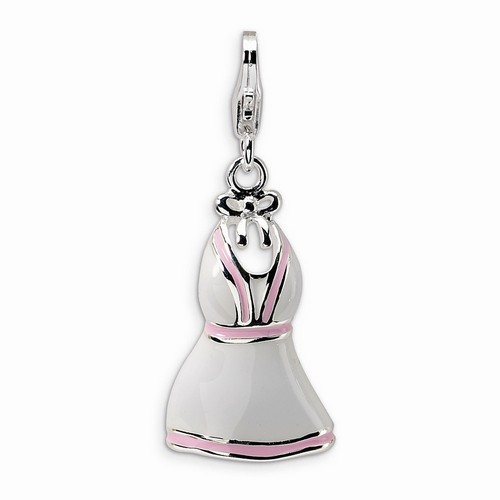 White And Pink Trimmed Dress Charm By Amore La Vita
