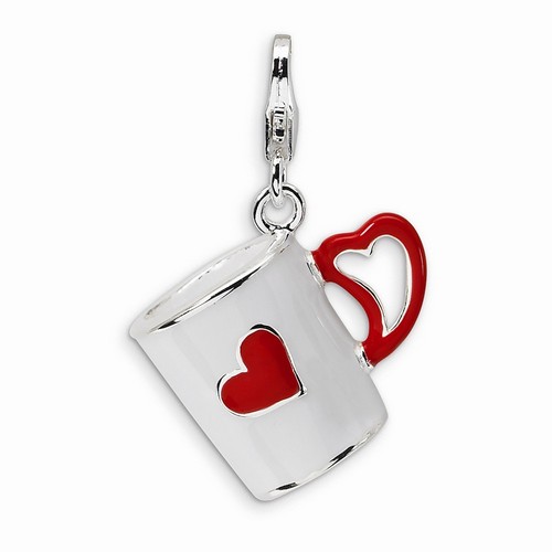 Coffee Cup With Heart 3-D Charm By Amore La Vita