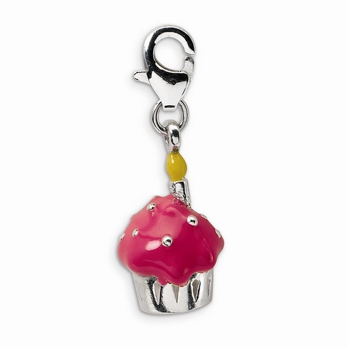 Pink Cupcake With Candle 3-D Charm By Amore La Vita