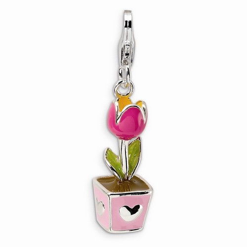 Pink Potted Tulip 3-D Charm By Amore La Vita