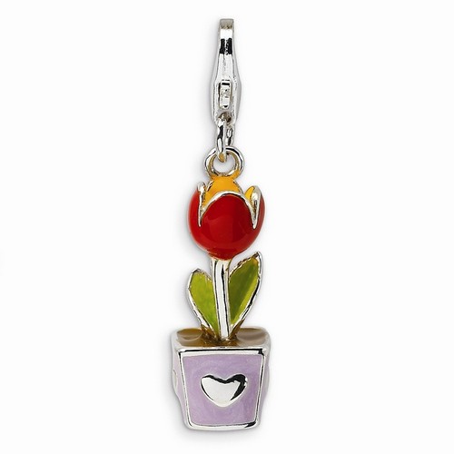 Red Potted Tulip Flower 3-D Charm By Amore La Vita