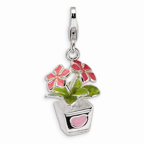 Red Potted Flowers 3-D Charm By Amore La Vita