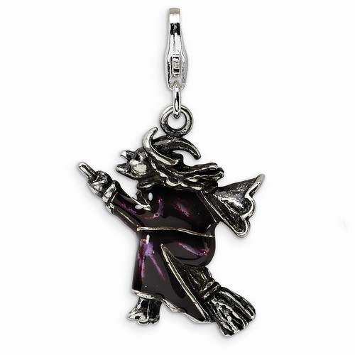 Witch On Broom 3-D Charm By Amore La Vita