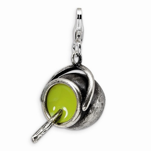 Witches Cauldron 3-D Charm In Green By Amore La Vita
