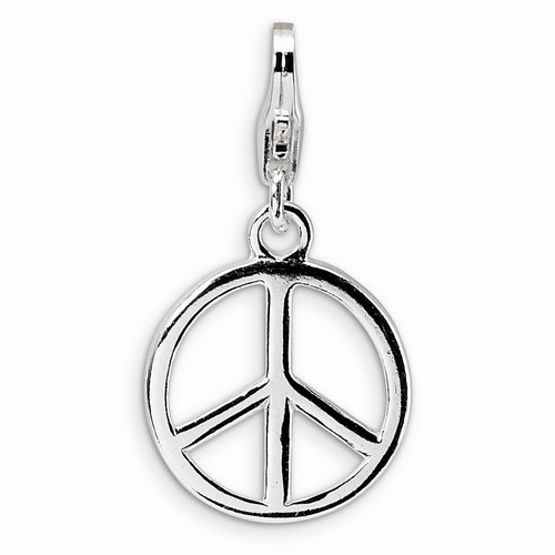 Small Polished Peace Symbol Charm By Amore La Vita