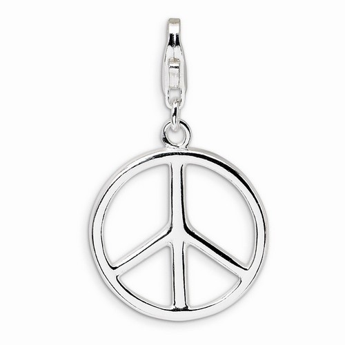 Large Polished Peace Symbol Charm By Amore La Vita