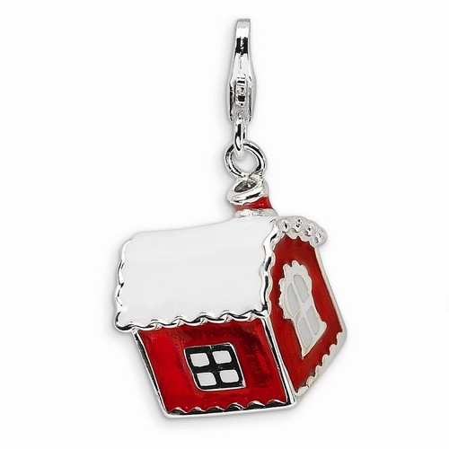 Red House With Snow On Roof 3-D Charm By Amore La Vita