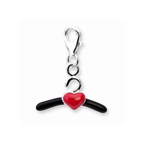 Black Clothes Hanger Charm With Red CZ Heart By Amore La Vita
