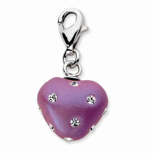 Purple Ferido Crystal Heart Charm By Amore La Vita