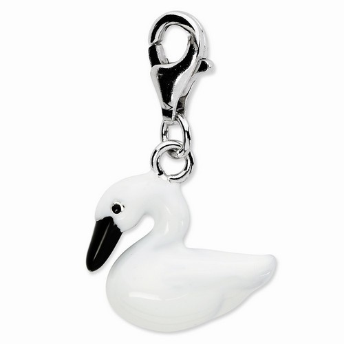 Swan Charm With Black Beak By Amore La Vita