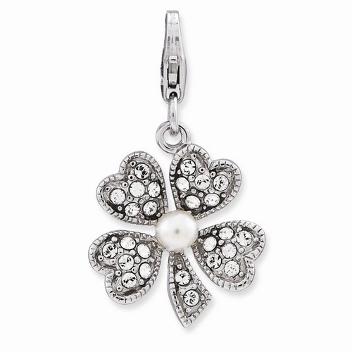 Clover Charm With Swarovski Elements And Pearl By Amore La Vita