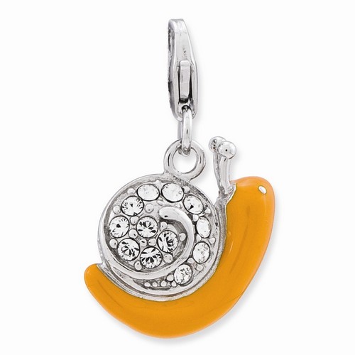 Orange Snail 3-D Charm With Swarovski Elements By Amore La Vita