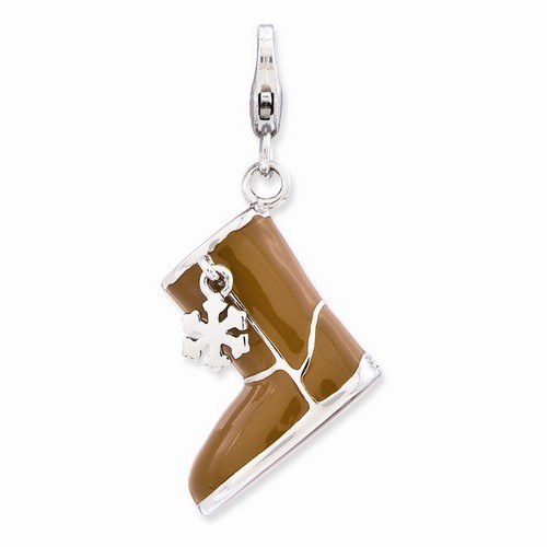 Moveable 3-D Brown Snow Boot Charm By Amore La Vita