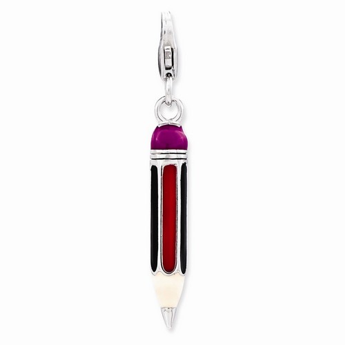 Pencil 3-D Charm In Black and Red By Amore La Vita
