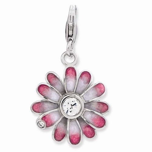 Pink Flower Charm With Swarovski Elements By Amore La Vita