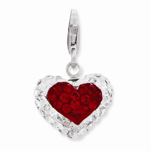 Red And White Crystal Heart 3-D Charm By Amore La Vita