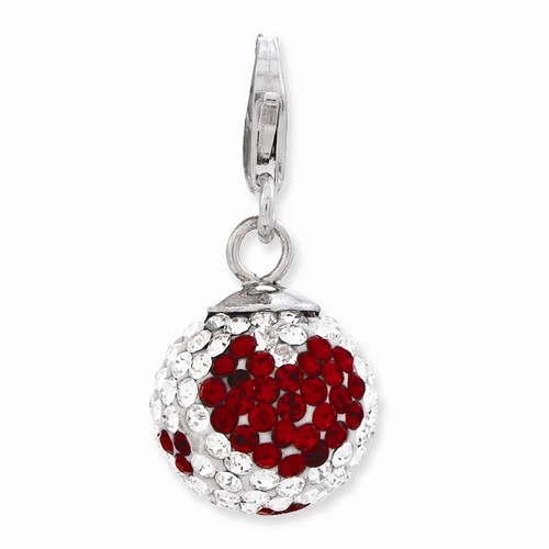 Red Heart Clear Crystal Ball 3-D Charm By Amore La Vita