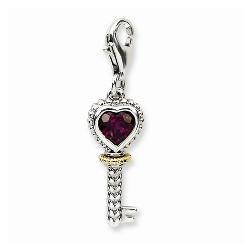 Garnet Vintage Key Charm By Amore La Vita